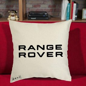 Perna Personalizata cu emblema Range Rover, 40x40 cm, Ecru, Husa Detasabila, Perna Inclusa, BEKZ®