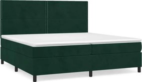 vidaXL Pat box spring cu saltea, verde închis, 200x200 cm, catifea