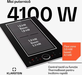 Klarstein Delicatessa Domino Prime, plită incorporabilă, cu inducție, 2 zone, 3500 W