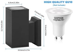 Aplică de exterior Aigostar 1xGU10/230V negru IP65 dreptunghiular