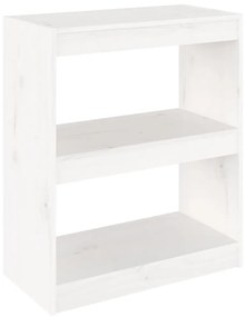 808159 vidaXL Bibliotecă/Separator cameră,alb,60x30x71,5 cm,lemn masiv de pin
