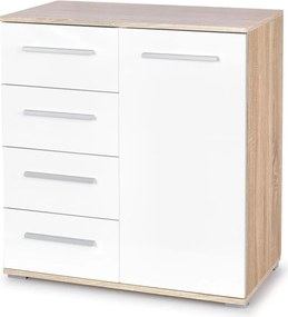 Comoda LIMA KM2, alb/stejar sonoma, PAL, 77x40x82 cm
