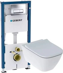 Pachet rezervor wc incastrat Geberit Duofix si vas wc suspendat si capac slim soft close Geberit Smyle Square