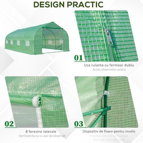 Outsunny Sera Gradina Verde Pentru Legume 6x3x2 | Aosom Romania