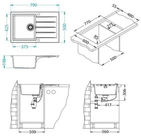 Chiuvetă de bucătărie ALVEUS 1148159 CADIT 79x50 cm negru