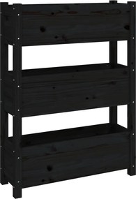 vidaXL Jardinieră, negru, 77 x 25 x 104,5 cm, lemn masiv de pin