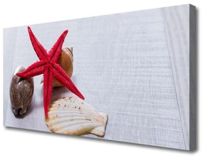 Tablou pe panza canvas Starfish Shell Art Roșu Bej Maro Gri