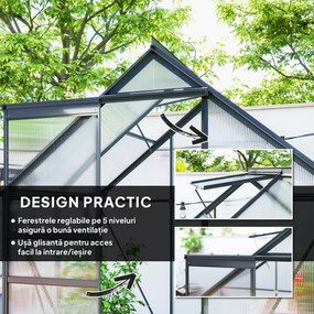 Outsunny Seră Walk-In din Policarbonat 192.5 x 131 cm | Aosom Romania