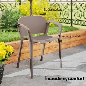 Outsunny Set 4 Scaune de Grădină Stivuibile cu Brațe, Rezistente la Raze UV și Impermeabile, 60x56x75 cm, Gri | Aosom Romania