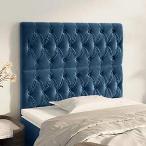 3116714 vidaXL Tăblii de pat, 2 buc, albastru închis, 100x7x78/88 cm, catifea