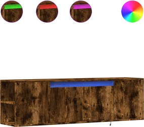 vidaXL Comodă TV perete cu lumini LED, stejar fumuriu, 135x31x39,5 cm