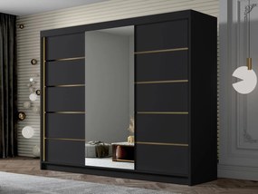 Dulap de haine cu uși culisante Gamarut VI 200 (Negru + auriu) (cu oglindă). Promo -17%. 1105718