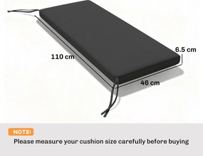 Outsunny Pernă pentru Bancă de Grădină de 2 Locuri pentru Exterior cu Husă Detașabilă UPF 30+ Impermeabilă 110x46x6,5 cm Gri Închis | Aosom Romania