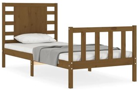 3192784 vidaXL Cadru de pat cu tăblie single, maro miere, lemn masiv