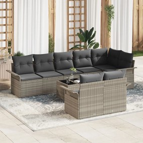 vidaXL Set de canapea de grădină 9 piese cu perne gri din ratan polimer