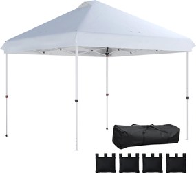 Outsunny Pavilon de grădină exterior 3x3 m, tonelă pliantă pop-up, roți, protecție solară UPF50+, înălțime reglabilă, alb | Aosom Romania