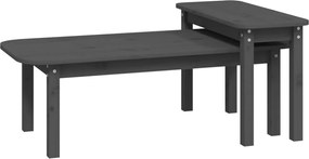 vidaXL Set măsuțe de cafea, 2 piese, gri, lemn masiv de pin