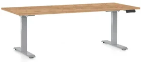Masă înălțime reglabilă OfficeTech D, 180 x 80 cm, picioare gri, stejar kraft