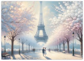 Tablou pe sticlă - Pictură din Paris (70x50 cm)