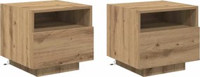 vidaXL Dulap de noapte 2 pcs Stejar Artizanal 40 x 39 x 37 cm
