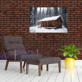 Tablou - Cabană acoperită de zăpadă (90x60 cm)
