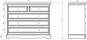 Comodă lemn masiv nuc Linea Alb-, 112 × 45 × 87 cm