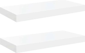 vidaXL Rafturi de perete, 2 buc., alb extralucios, 50x23x3,8 cm, MDF