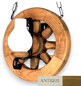 Candelabru rustic fabricat manual din lemn diam.30cm, 2 brate Roata WOOD-RO-SP2D30