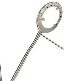 Lampă de podea din oțel cu lampă de citit incluzând LED reglabil în Kelvin - Diva