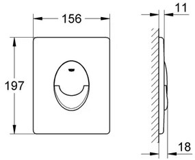 GROHE 38505P00 - Placă de acționare SKATE AIR 156 × 197 mm crom mat