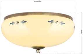Plafoniera clasica Landhaus 35cm alama antique/ sticla champagne decor albastru