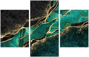 Tablou - Marmorat, petrol-auriu (90x60 cm)