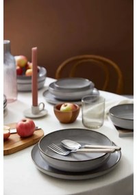 Set de masă 12 piese, gri, porțelan