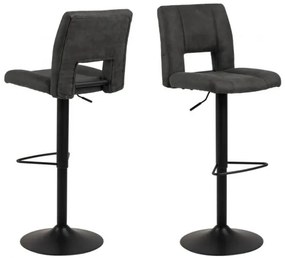 Set 2 scaune de bar tapitate cu stofa si picior metalic Sylvia Antracit / Negru, l41,5xA52xH115 cm