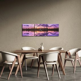 Tablou cu cerul violet (cu ceas) (90x30 cm)