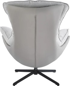 Fotoliu Lounge Rotativ 360° cu Pernă Extra Confort, Tapiterie Linen + PU, Bază Metalică Neagră, Design Modern, Gri