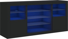 vidaXL Servantă cu lumini LED, negru, 142,5x37x67 cm