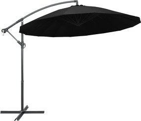 vidaXL Umbrelă de soare suspendată, negru, 3 m, stâlp de aluminiu