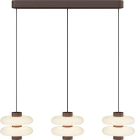 Lustra cu 3 pendule LED metal maro, sticla Nuvem