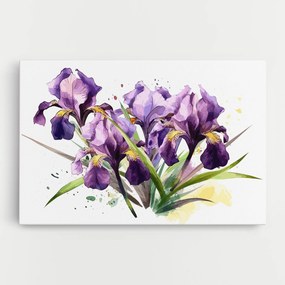 Tablou Canvas, 20x30cm, Dormitor si Living, Flori, Iris, Watercolor Purple Iris