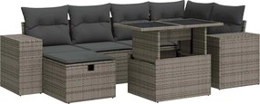 vidaXL Set canapele de grădină cu perne, 8 piese, gri, poliratan