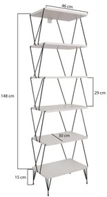 Bibliotecă BALABAN 165x48 cm albă/neagră