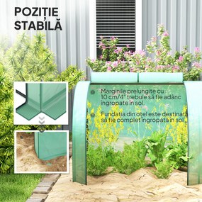 Outsunny Seră Portabilă Tip Tunel 4x1x0.8 m cu 4 Uși cu Fermoar, Acoperire PVC Rezistentă la Apă/UV | Aosom Romania