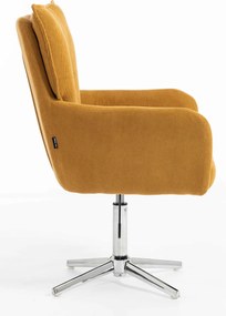 HR250CROSS Scaun Catifea Reiată Premium Ruloare Curry Galben Bază Cromata