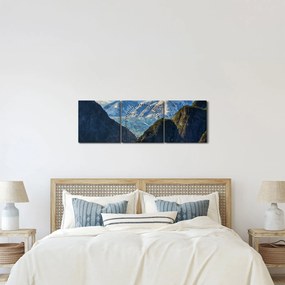Tablou cu peisaj cu munții (cu ceas) (90x30 cm)