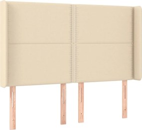 vidaXL Tăblie de pat cu aripioare, crem, 147x16x118/128 cm, textil