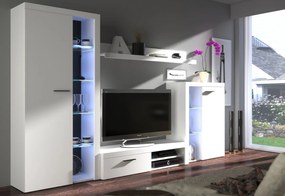 Supermobel Mobilă sufragerie RUMBA, 270x190x40, alb + iluminare LED