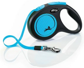 Flexi Lesă auto-înfășurabilă New Neon M, 5 m, 25kg, albastru