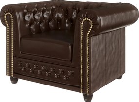 Fotoliu maro închis cu tapițerie din imitație de piele York – Ropez