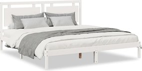 vidaXL Cadru pat foarte lung fără saltea, alb, 200x210 cm lemn masiv